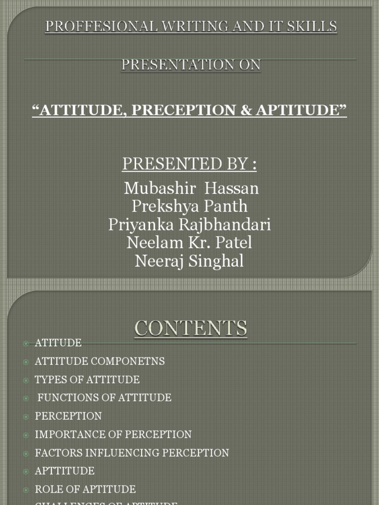 Attitude, Perception, and Aptitude Insights | PDF | Attitude ...