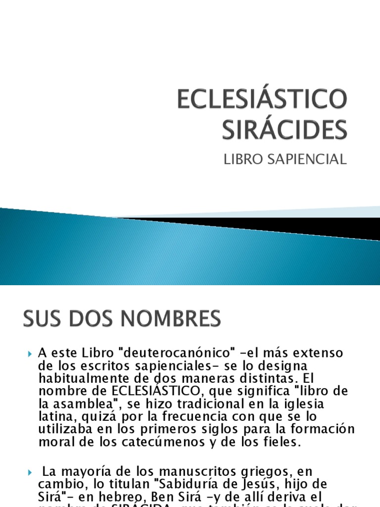 Significado y contexto del Eclesiástico | PDF | Textos Religiosos | Biblia