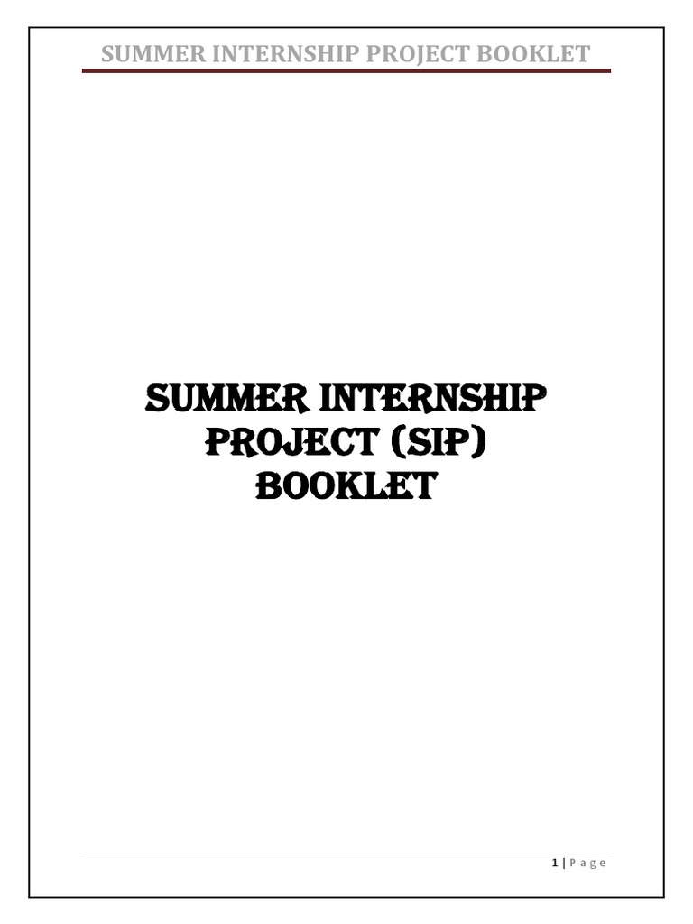 Summer Internship Booklet For Students PDF Internship Job Hunting