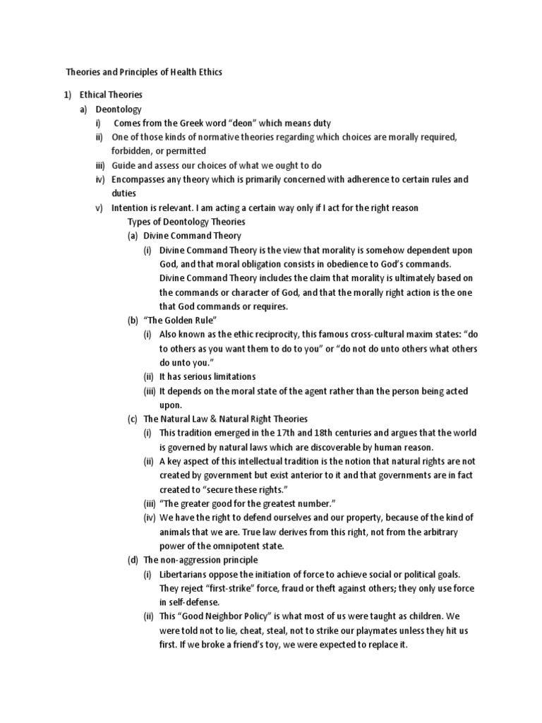 Theories and Principles of Health Ethics | PDF | Divine Command Theory ...