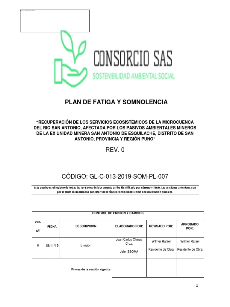 Plan de Manejo de Fatiga y Somnolencia | PDF | Dormir | Apnea del sueño