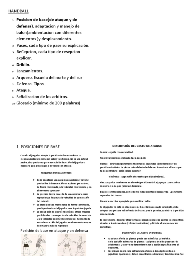 Tipos de Pases en Balonmano | PDF | Deportes | Ocio
