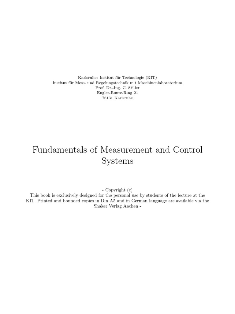 Measurement And Control Systems Control Theory Feedback