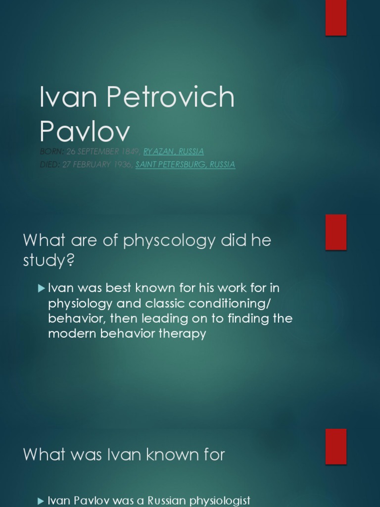 Ivan Pavlov: Classical Conditioning Pioneer | PDF