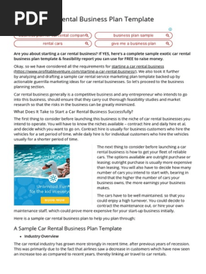 A Sample Car Rental Business Plan Template _ ProfitableVenture