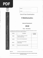 End of Year Maths Exam Grade 9 2018 - SOLS