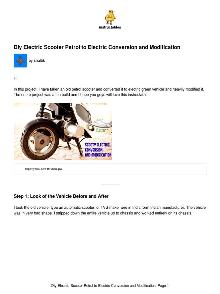 Diy Electric Scooter Petrol To Electric Conversion, PDF, Transmission  (Mechanics)