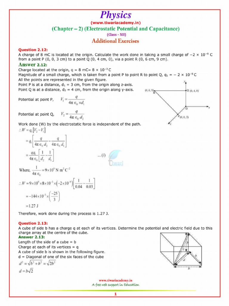 12 Physics NCERT Solutions Chapter 2 Additional Exercises Min PDF | PDF