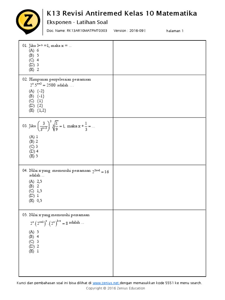 Eksponen - Latihan Soal PDF | PDF | Metode & Bahan Ajar