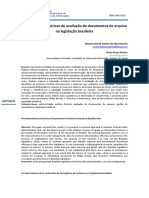 As Concepções Teoricas de Avaliação de Documentos de Arquivo Na Legislçao Brasileira