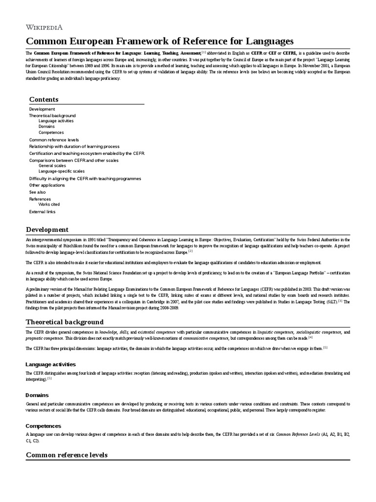 Common European Framework of Reference | PDF | Educational Assessment ...