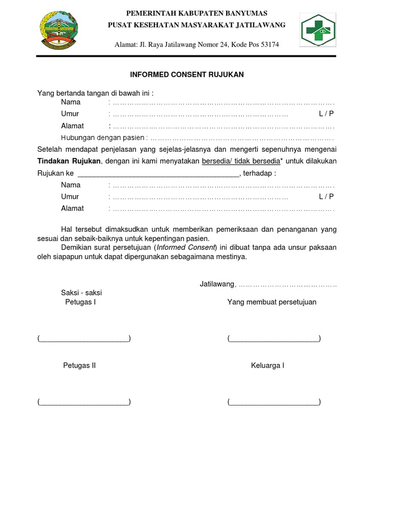 Form Persetujuan Rujukan Pasien | PDF