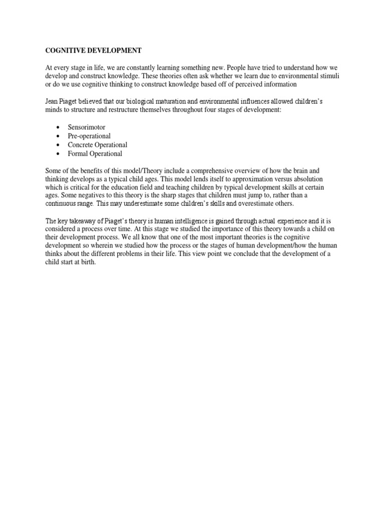 Cognitive Development | PDF