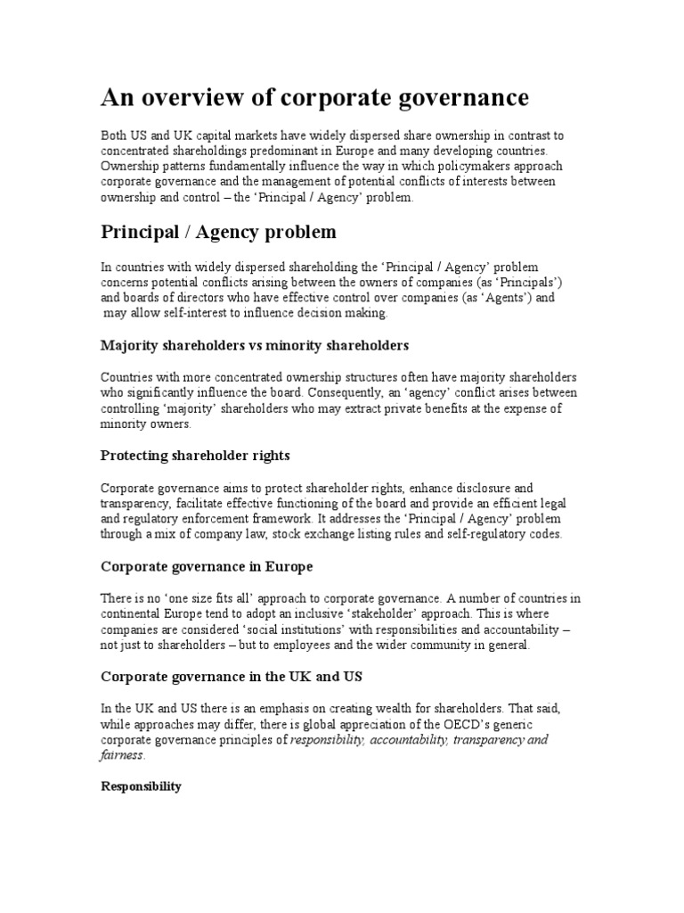 Corporate Governance: Key Principles Explained | PDF | Corporate ...