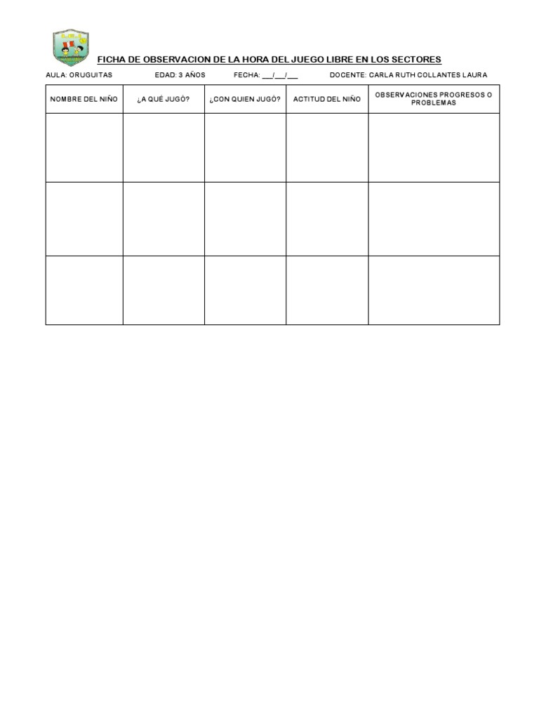 Ficha de Observacion de La Hora Del Juego Libre en Los Sectores | PDF