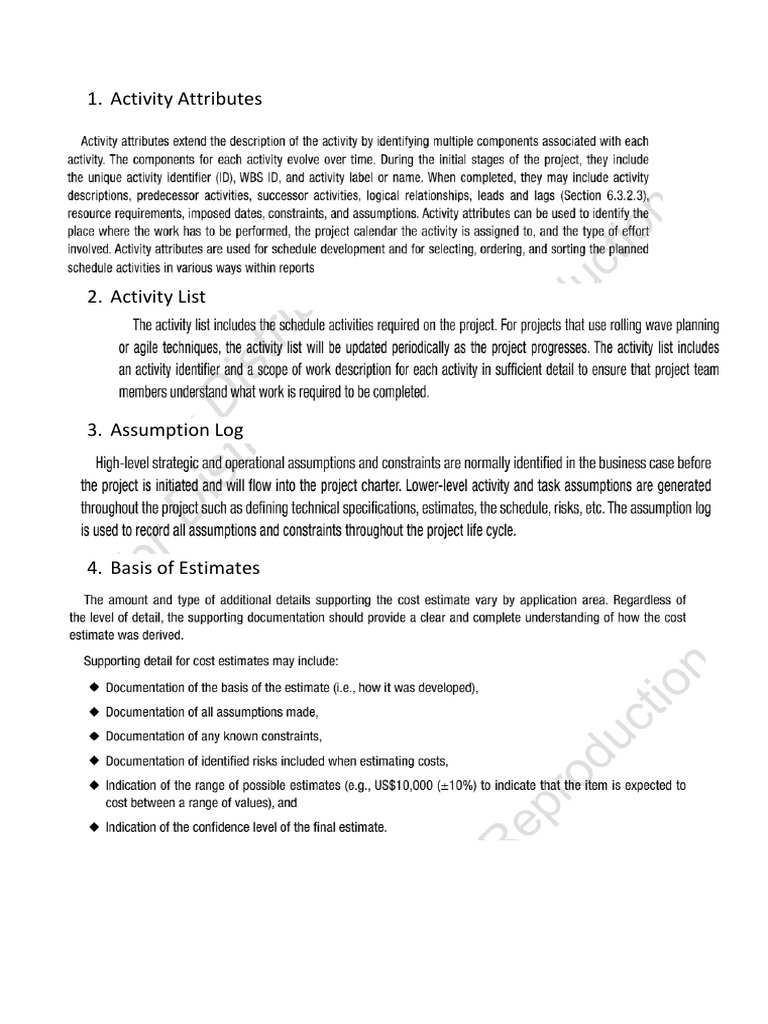 1. Activity Attributes | Project Management | Computing