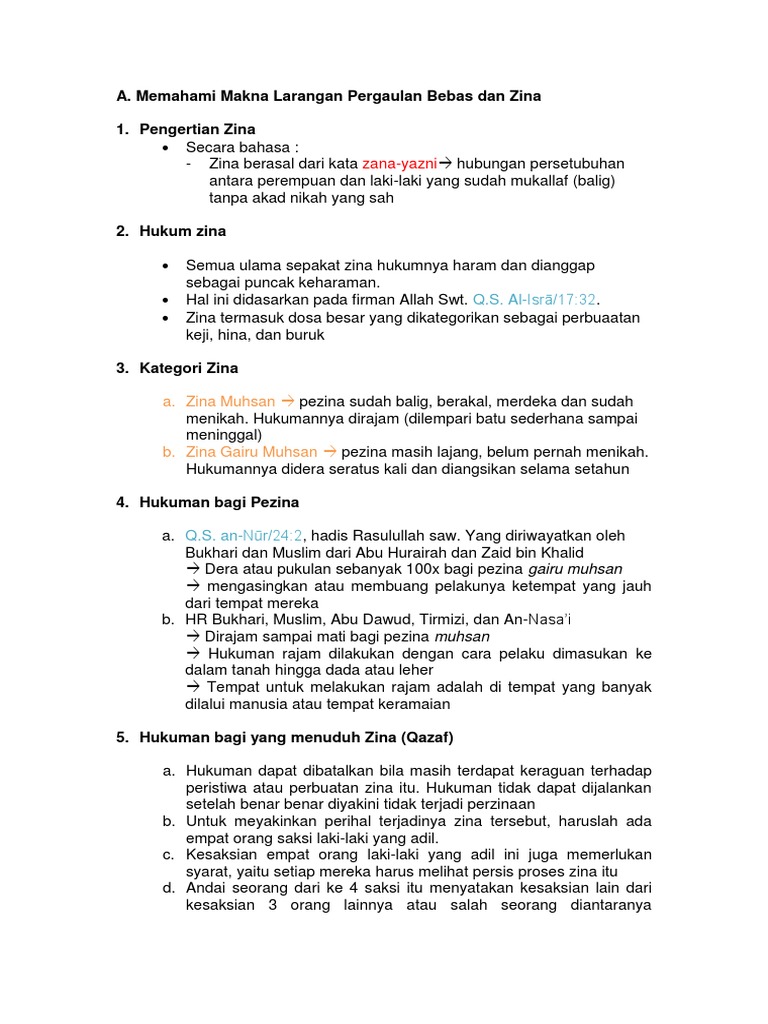 Rangkuman Agama Zina
