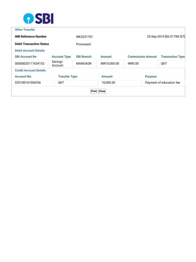 Education Fee Transfer Details | PDF