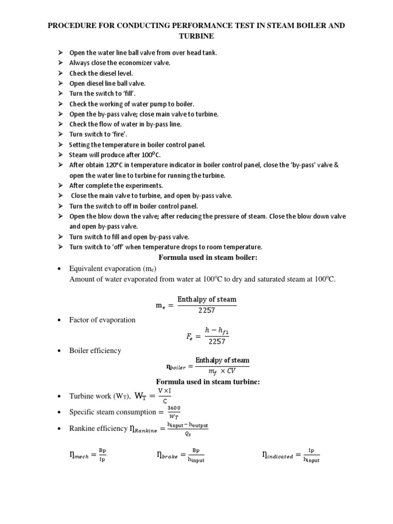 Steam Boiler and Turbine Testing Procedure | PDF | Boiler | Steam Power