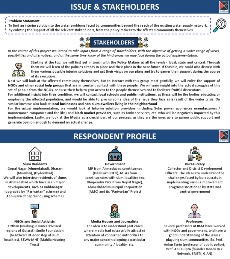 Stakeholders: Problem Statement | PDF | Slum | Public Sphere