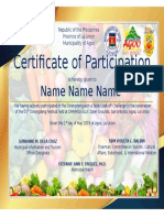 Certificate of Participation: Name Name Name