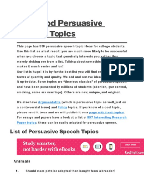persuasive speech topics about animals