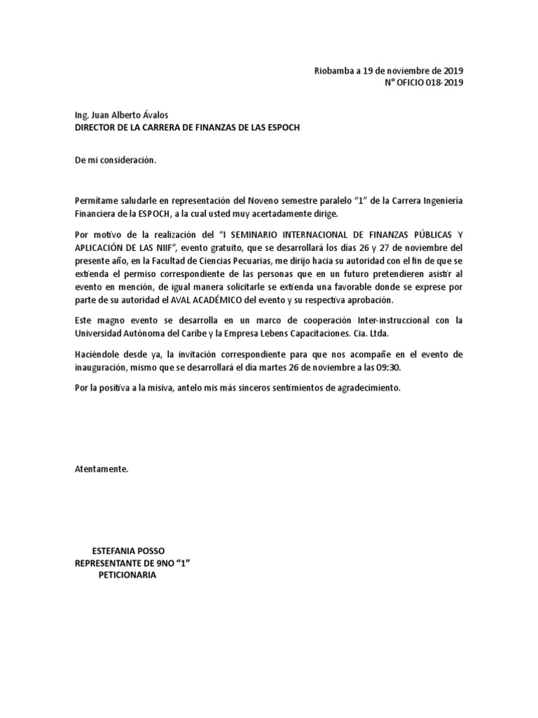 Oficio Solicitud De Permisos Pdf