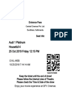 Entrance Pass: Housefull 4 Audi 1 Platinum 25 Oct 2019 Friday 12:15 PM