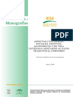 Aspectos Culturales, Sociales, Festivos, Económicos Y de Vida Cotidiana Asociados Al Patio Tradicional Cordobés