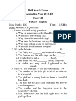 Half Yearly Exam Examination Year 2019-20 Class-VII Subject-English