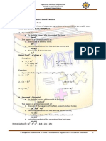 Unit 1: Module 1: SPECIAL PRODUCTS and Factors