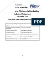 Postgraduate Diploma in Marketing: Individual Assignment December 2019 (SMC)