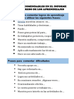 Frases para Informe Del Progreso de Los Aprendizajes