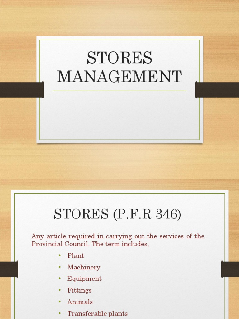 Stores Management PDF Inventory Warehouse