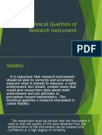 Technical Qualities of Research Instrument