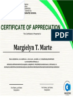 Certificate of Appreciation: Margielyn T. Marte