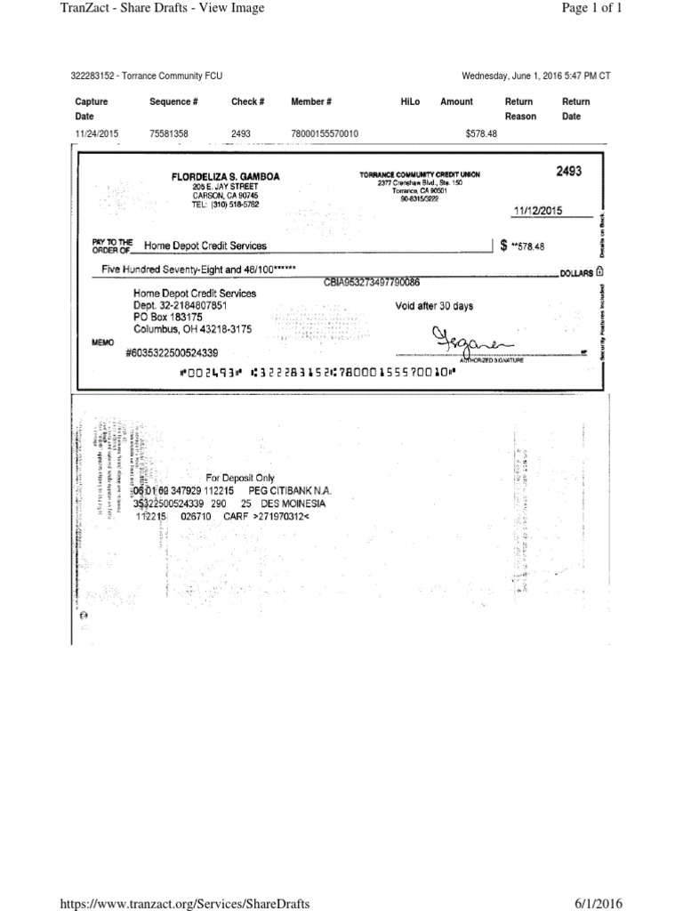 Torrance Community FCU Check Details | PDF