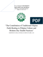 The Contribution of Traditional Filipino Faith Healing To Modern Day Health Practices
