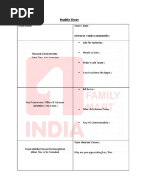 Huddle Sheet and Process Note