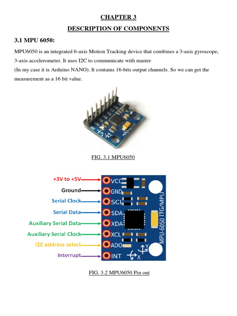 Description of Components 3.1 MPU 6050 | PDF | Transmitter | Digital ...
