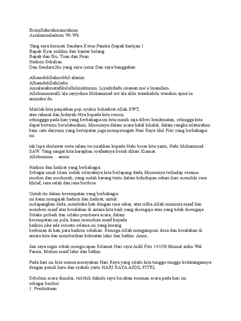 Susunan Acara Halal Bihalal