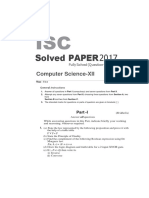 ISC Solved PAPER 2017 Computer Science-XII Fully Solved (Question-Answer