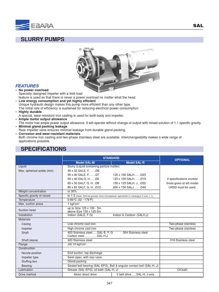 Pump Slurry Ebara | PDF | Pump | Stainless Steel