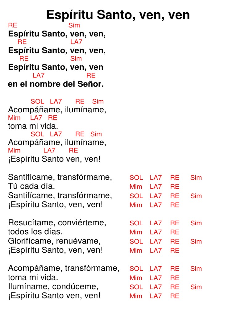 Introducir 100+ imagen espiritu santo ven ven en el nombre del señor letra Thcshoanghoatham