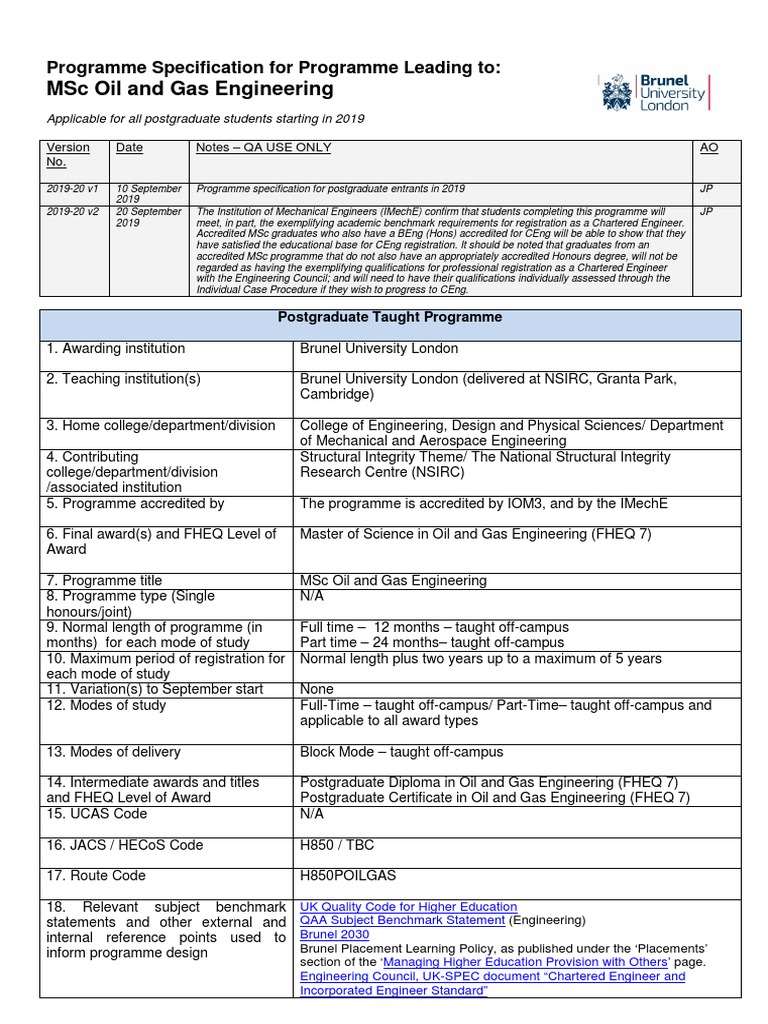 MSc Oil and Gas Engineering Overview | PDF | Educational Assessment ...