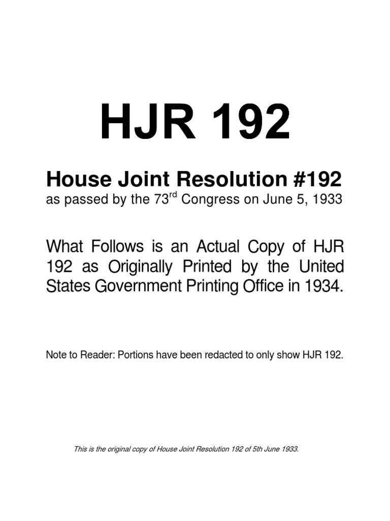 House Joint Resolution 192 Treaty Federal Reserve