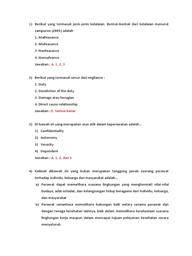 Contoh Soal Etika Keperawatan Tugas Kelompok