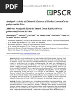 Analgesic Activity of Ethanolic Extracts of Karika Leaves (Carica Pubescens) in Vivo