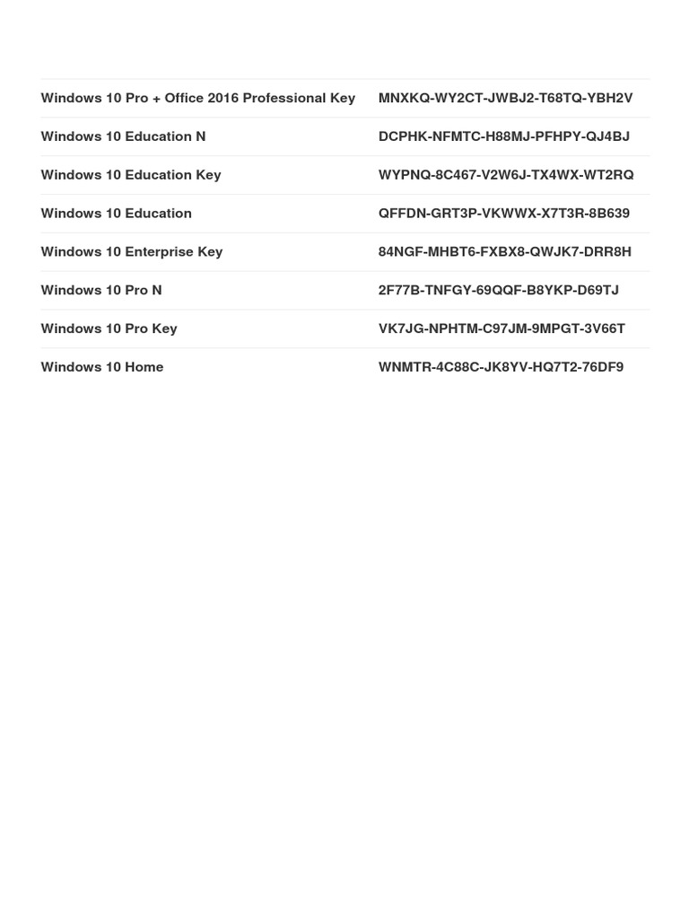 Windows 10 Pro Key Docx