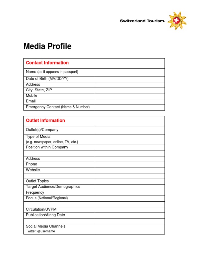 Media Profile Template for Journalists | PDF | Politics